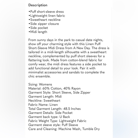 a new day White Sweetheart Cotton Midi Dress with Short Sleeves & Pockets - Picture 5 of 11